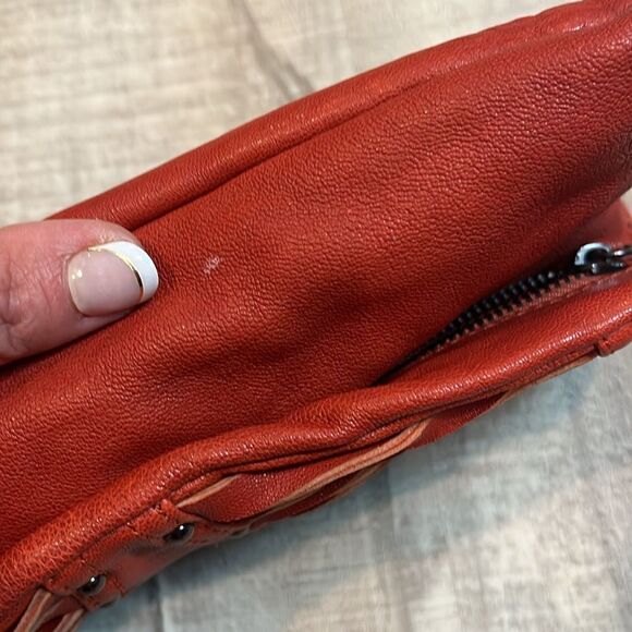 7Chi pocketbook leather tomato red folding purse missing strap - Picture 8 of 13